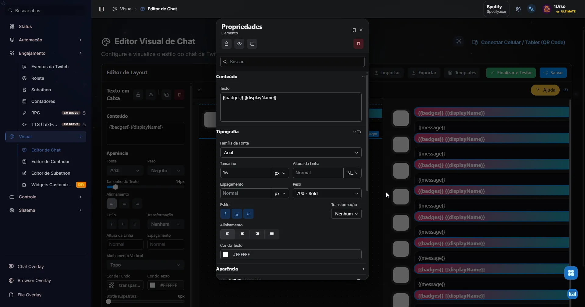 Propriedades avançadas com duplo clique